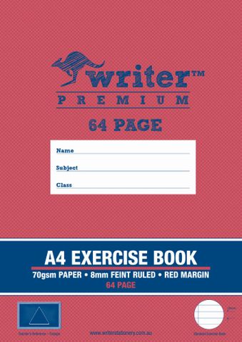 Writer Premium A4 64pg 8mm Ruled Exercise Book