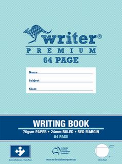 Writer Premium 330x240mm 64pg 24mm Solid Ruled Writing Book