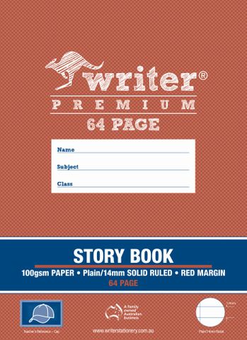 Writer Prem 64pg 1/2 Plain-1/2 14mm Solid Ruled S/book