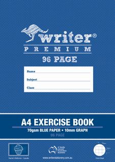 Writer Premium A4 96pg Blue 10mm Graph Book
