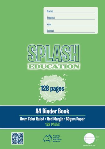 Splash A4 128pg 8mm Ruled Binder Book