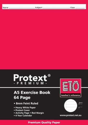 Protext Premium A5 64pg 8mm Ruled Exercise Book