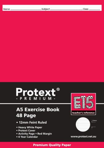 Protext Premium A5 48pg 12mm Solid Ruled Exercise Book