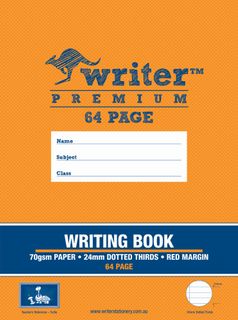 Writer Premium 330x240mm 64pg 24mm Dotted Thirds Writing Book