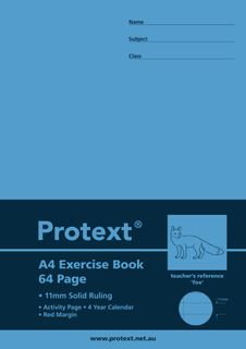 Protext A4 64pg 11mm Solid Ruled Exercise Book