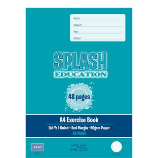 Splash A4 48pg Qld Yr1 Ruled Exercise Book