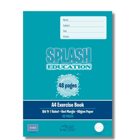 Splash A4 48pg Qld Yr1 Ruled Exercise Book