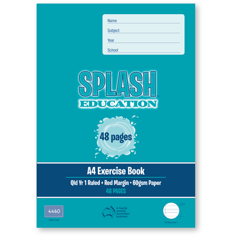 Splash A4 48pg Qld Yr1 Ruled Exercise Book