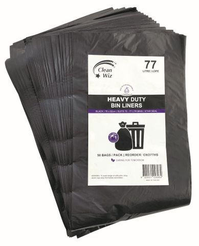 Biodegradable 77ltr HD Bin Liner Pk50 Blk