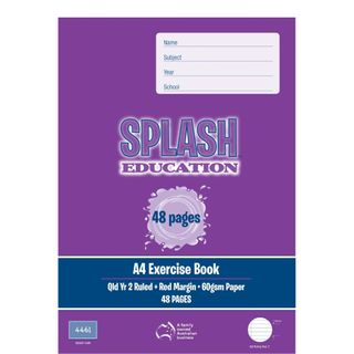 Splash A4 48pg Qld Yr2 Ruled Exercise Book