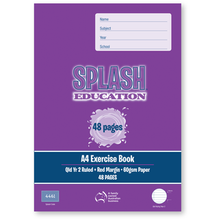 Splash A4 48pg Qld Yr2 Ruled Exercise Book
