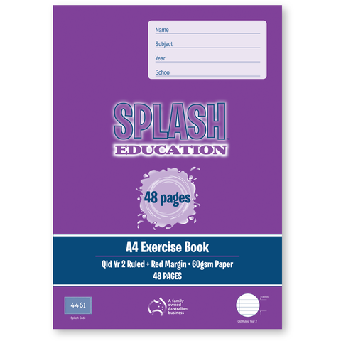 Splash A4 48pg Qld Yr2 Ruled Exercise Book