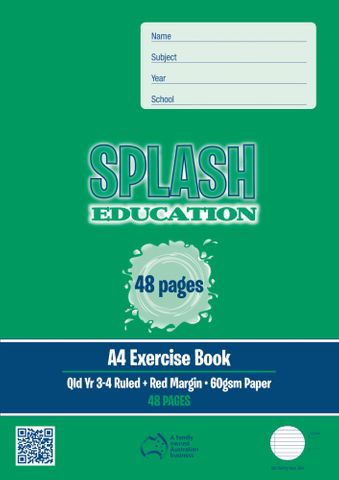 Splash A4 48pg Qld Yr3/4 Ruled Exercise Book
