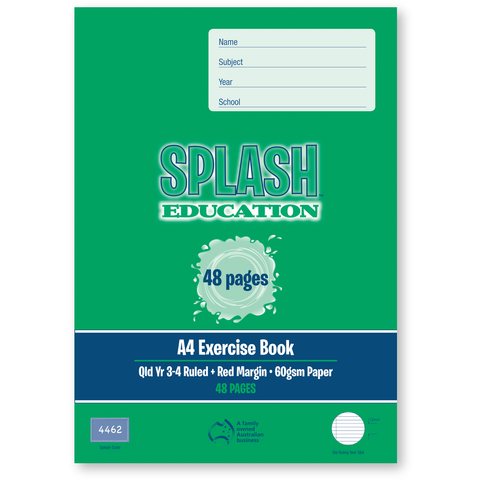 Splash A4 48pg Qld Yr3/4 Ruled Exercise Book