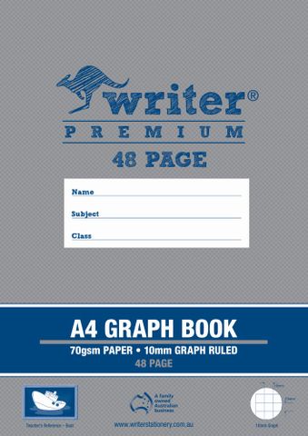 Writer Premium A4 48pg 10mm Graph Exercise Book