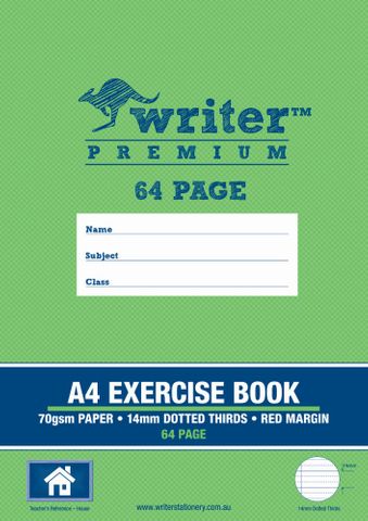 Writer Premium A4 64pg 14mm Dotted Thirds Exercise Book