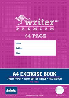 Writer Premium A4 64pg 18mm Dotted Thirds Exercise Book