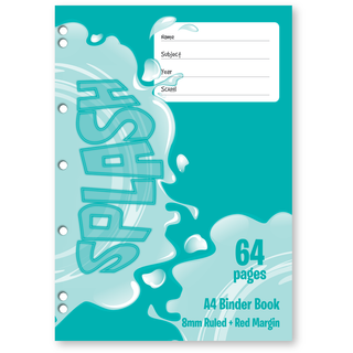 Splash A4 64pg 8mm Ruled Binder Book