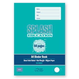 Splash A4 64pg 8mm Ruled Binder Book