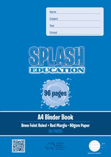 Splash A4 96pg 8mm Ruled Binder Book