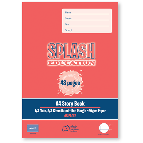 Splash A4 48pg 1/3rd Plain, 2/3rd 12mm Ruled Story Book