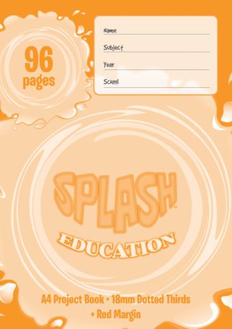Splash A4 96pg Plain/18mm Dotted Thirds Project Book