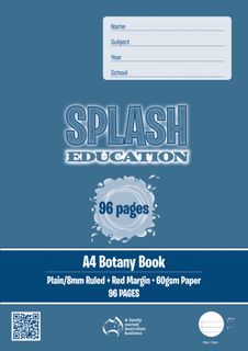 Splash A4 96pg Plain/8mm Ruled Botany Book