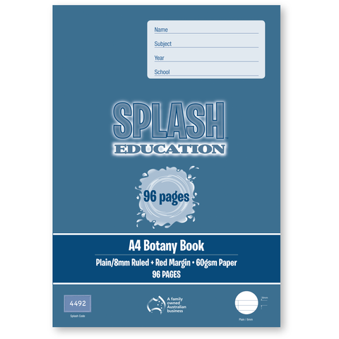 Splash A4 96pg Plain/8mm Ruled Botany Book