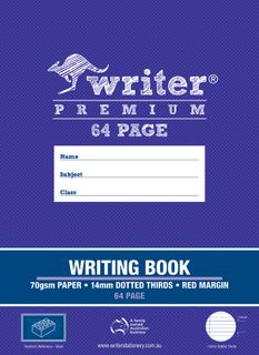 Writer Premium 330x240mm 64pg 14mm Dotted Thirds Writing Book
