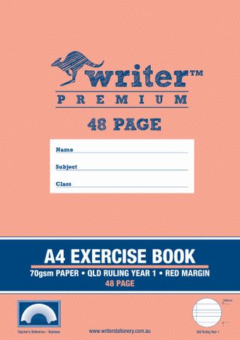 Writer Premium A4 48pg Yr1 Qld Ruled Exercise Book