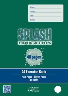 Splash A4 48pg Plain Exercise Book
