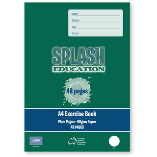 Splash A4 48pg Plain Exercise Book