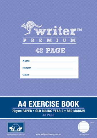 Writer Premium A4 48pg Yr2 Qld Ruled Exercise Book