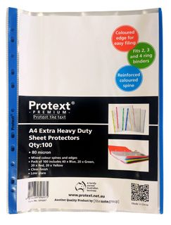 Protext Heavy Duty 80 Mic Colour Sheet Protectors pk100