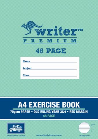 Writer Premium A4 48pg Yr3/4 Qld Ruled Exercise Book