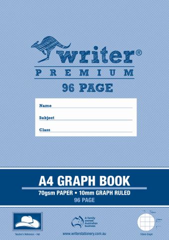 Writer Premium A4 96pg 10mm Graph Exercise Book