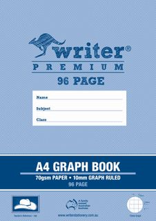 Writer Premium A4 96pg 10mm Graph Exercise Book