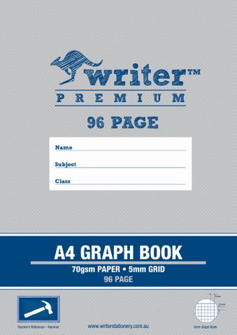 Writer Premium A4 96pg 5mm Graph Exercise Book