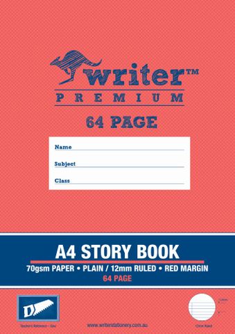 Writer Premium A4 64pg 2/3rds Plain/12mm Ruled Storybook