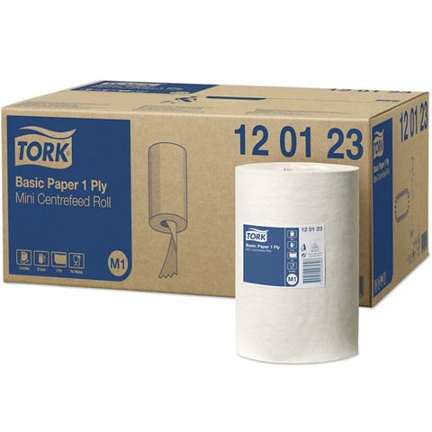 Tork M1 Basic 1ply Mini Centrefeed Paper Towel Rolls Ctn/11 (120123)
