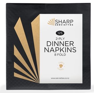 Sharp Serviettes 1/8 2ply Fold Dinner Black (2.8)