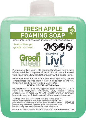 Livi Health Everyday Te Mata Apple Dew Foaming Soap 500ml (1716)
