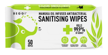 Antibacterial Sanitising Wipes Infused With Manuka Pk/50