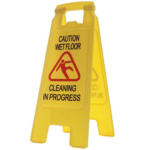 Wet Floor & Cleaning in Progress Sign Yellow