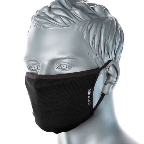 Cv33 -Face Mask Fabric 3-ply Anti-microbial Reusable Black *EACH*