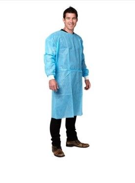 Isolation Gown w/ knitted Cuff Blue pkt 5