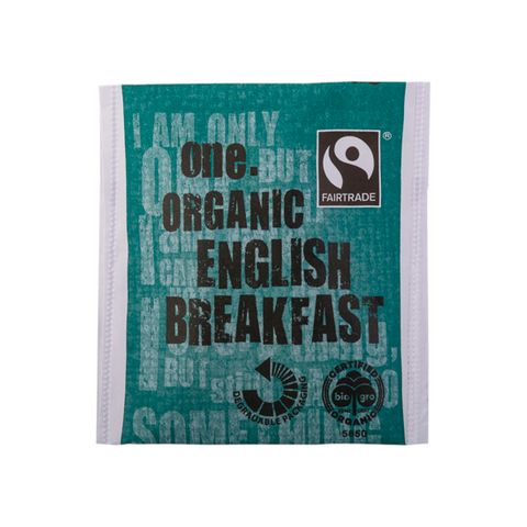 One Organic English Breakfast Tea Sachets Fairtrade Ctn/200