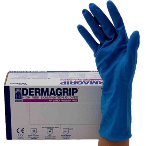 Gloves Dermagrip High Risk Blue Pk/50