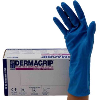 Gloves Dermagrip High Risk Blue Medium PK/50