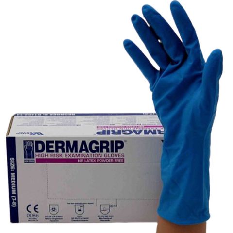 Gloves Dermagrip High Risk Blue Pk/50